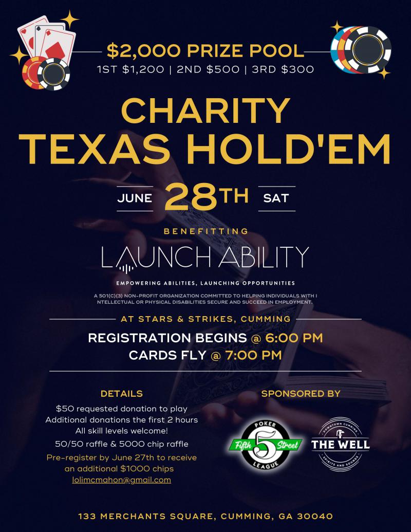 Poker Fundraiser Benefiting LAUNCHABILITY - Stars and Strikes at 5thstreetpoker.com